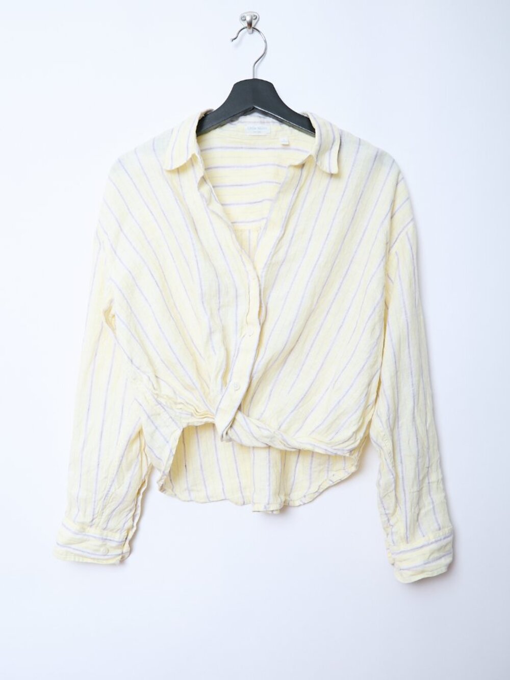 Aritzia Little Moon Portofino Relaxed 100% Linen Striped Button Up Shirt Coastal - Picture 2 of 10